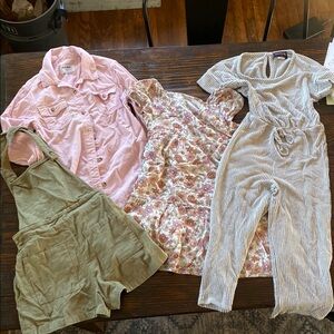 Girls 7/8 Clothing Bundle lot - Pink, floral olive boho romper dress Abercrombie